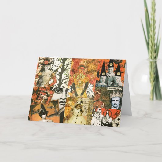 Vintage Halloween-Collage Karte (Vorderseite)