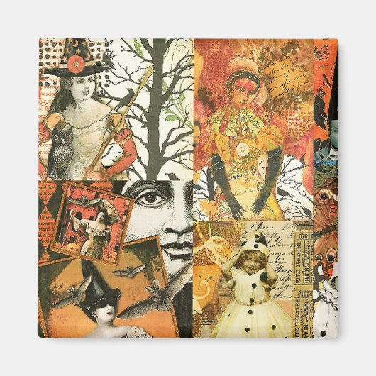 Vintage Halloween-Collage Magnet (Vorne)