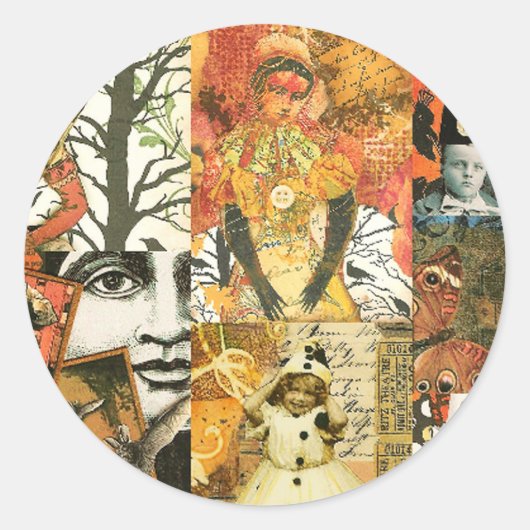 Vintage Halloween-Collage Runder Aufkleber (Vorderseite)