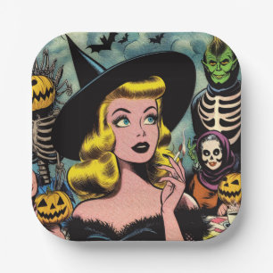 Vintage Halloween-Comicen Pappteller
