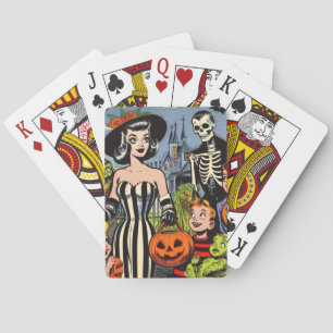 Vintage Halloween-Comicen Spielkarten