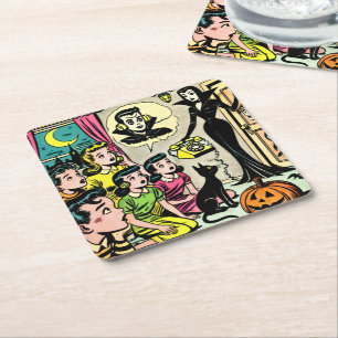 Vintage-Halloween-Comics für Kinder Rechteckiger Pappuntersetzer