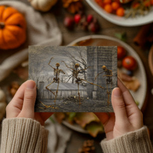 Vintage-Halloween-Decoupage tanzende Skelette Karte