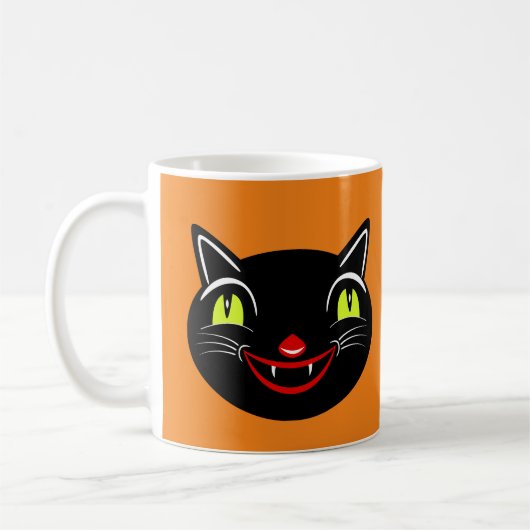 Vintage Halloween Dekoration Black Cat I Kaffeetasse (Links)