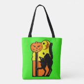 Vintage Halloween Dekoration Black Cat Pumpkin Tasche (Rückseite)