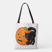 Vintage Halloween Dekoration Black Cat Pumpkin Tasche (Rückseite)