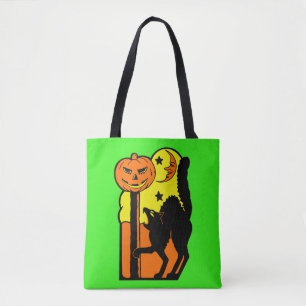 Vintage-Halloween-Dekoration schwarze Katze Kürbis Tasche