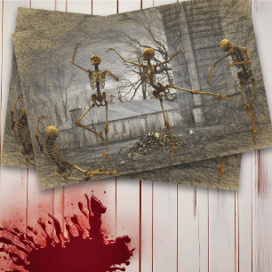Vintage-Halloween-Dekoupage tanzende Skelette Seidenpapier