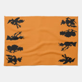 Vintage Halloween-Demon-Silhouetten Geschirrtuch (Horizontal)