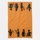 Vintage Halloween-Demon-Silhouetten Geschirrtuch (Vertikal)