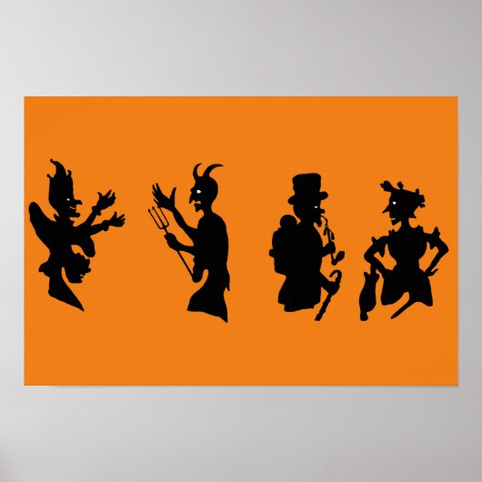 Vintage Halloween-Demon-Silhouetten Poster (Vorne)
