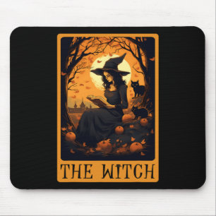 Vintage Halloween Die Hexe Tarotkarten-Lesung Fal Mousepad