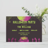 Vintage Halloween  Einladung (Stehend Vorderseite)