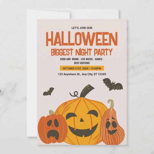 Vintage Halloween-Einladung, Halloween-Nacht Einladung (Vorderseite)