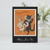 Vintage Halloween-Einladung - lustige schwarze Einladung (Stehend Vorderseite)