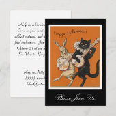 Vintage Halloween-Einladung - lustige schwarze Einladung (Vorne/Hinten)