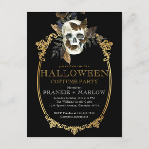 Vintage Halloween-Einladung von Adult Gothic Skull Postkarte