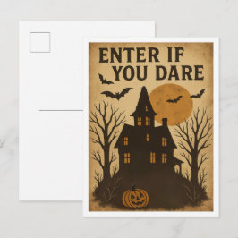 Vintage Halloween Eintreten, wenn du dich traust Postkarte