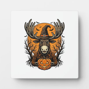 Vintage-Halloween-Elch-Kürbis-Hexenhut-Shirt_1 Fotoplatte