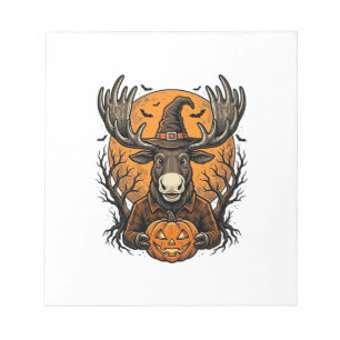 Vintage-Halloween-Elch-Kürbis-Hexenhut-Shirt_1 Notizblock