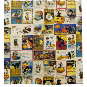 Vintage-Halloween-Ephemera Duschvorhang