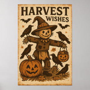 Vintage-Halloween-Erntewünsche Poster