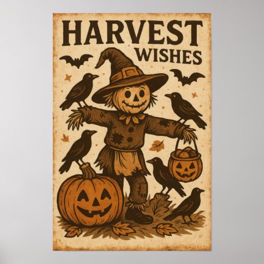 Vintage-Halloween-Erntewünsche Poster (Vorne)