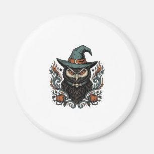 Vintage-Halloween-Eule-Hexenhut-Vektordesign_1 Magnet