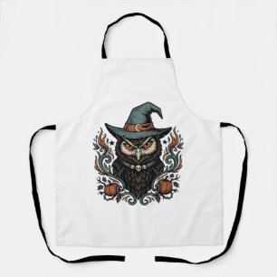 Vintage-Halloween-Eule-Hexenhut-Vektordesign_1 Schürze