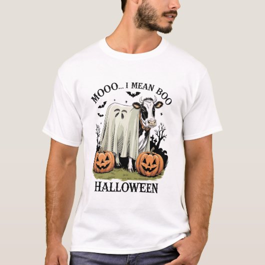Vintage Halloween Farm Cow T-Shirt (Vorderseite)