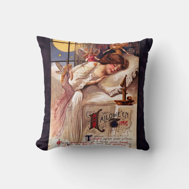 Vintage Halloween-Feen und Schlafmädchen Kissen (Vorderseite)