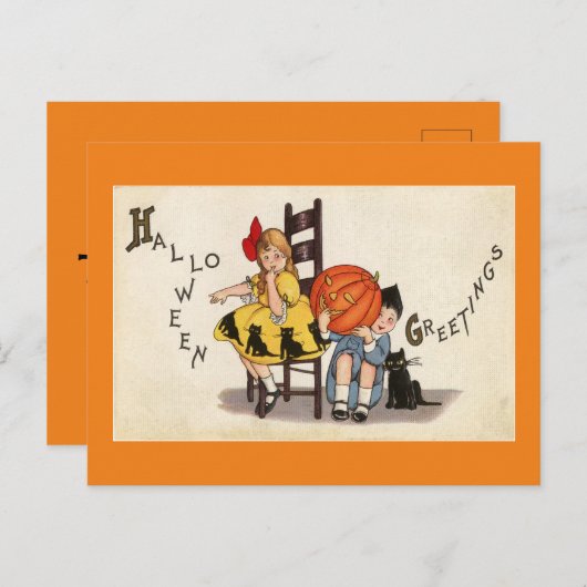 Vintage Halloween-Feiertagskarte Feiertagspostkarte (Vorne/Hinten)