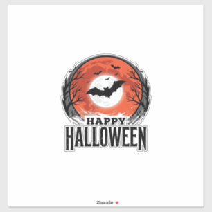 Vintage-Halloween-Fledermaus-Mond-Gravur-Design_1 Aufkleber