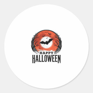 Vintage-Halloween-Fledermaus-Mond-Gravur-Design_1 Runder Aufkleber