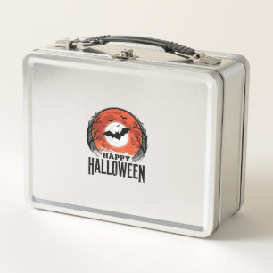 Vintage-Halloween-Fledermaus-Mond-Gravurdesign_1 Metall Brotdose