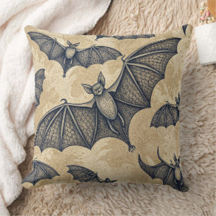 Vintage-Halloween-Fledermäuse Kissen