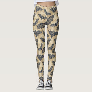 Vintage Halloween-Fledermäuse Leggings