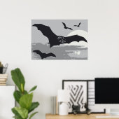 Vintage-Halloween fliegende schwarze Fledermäuse Poster (Heimbüro)