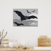 Vintage-Halloween fliegende schwarze Fledermäuse Poster (Küche)