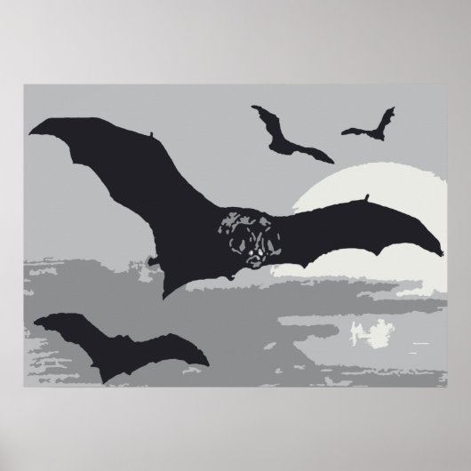Vintage-Halloween fliegende schwarze Fledermäuse Poster (Vorne)