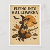 Vintage Halloween Flying Postkarte (Vorderseite)