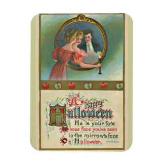Vintage Halloween-Frau im Spiegelmagazin Magnet