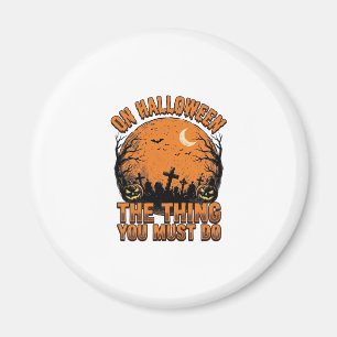 Vintage-Halloween-Friedhof-Kürbis-Mond-Shirt-Des Magnet