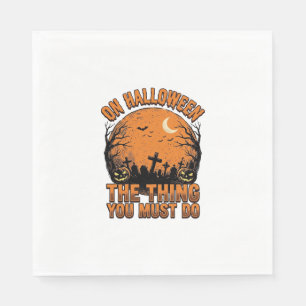 Vintage-Halloween-Friedhof-Kürbis-Mond-Shirt-Des Serviette
