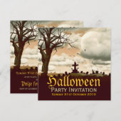 Vintage Halloween-Friedhof-Vollmond-Einladung Einladung (Vorne/Hinten)