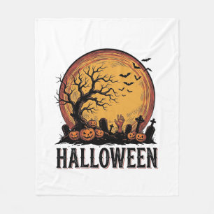 Vintage-Halloween-Friedhofs-Fledermaus-Mond-Kunst_ Fleecedecke