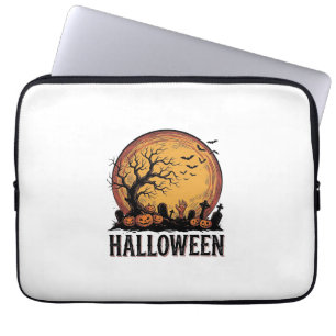 Vintage-Halloween-Friedhofs-Fledermaus-Mond-Kunst_ Laptopschutzhülle