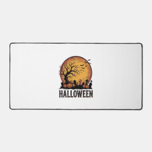 Vintage-Halloween-Friedhofs-Fledermaus-Mond-Kunst_ Schreibtischunterlage