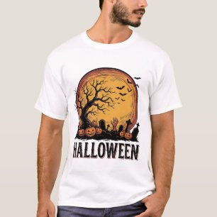 Vintage-Halloween-Friedhofs-Fledermaus-Mond-Kunst_ T-Shirt