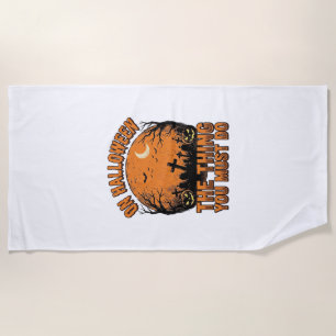 Vintage-Halloween-Friedhofs-Kürbis-Mond-Shirt-Des Strandtuch